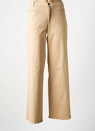 Pantalon large tissage popeline taille normale marron COUTURIST femme