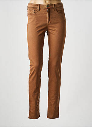 Pantalon slim tissage popeline taille normale marron COUTURIST femme