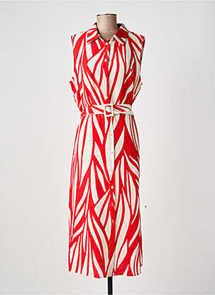 Robe longue imprimé fantaisie manches courtes rouge PAZ TORRAS femme