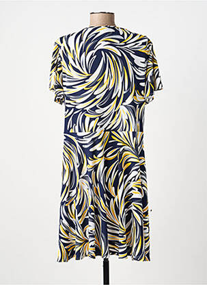 Robe mi-longue imprimé fantaisie manches courtes bleu GUY DUBOUIS femme