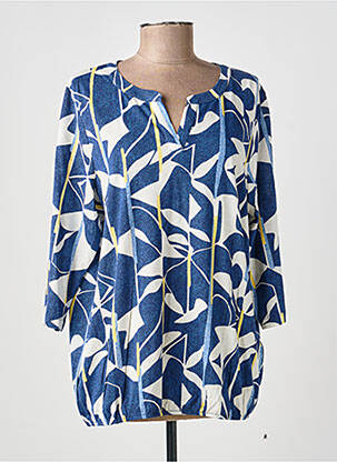 Blouse tissage popeline manches 3/4 bleu OLSEN femme