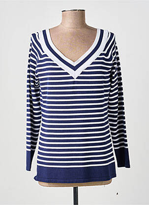 Pull coupe cintrée manches longues bleu MARBLE femme