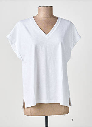 T-shirt coupe droite manches courtes blanc GUITARE femme