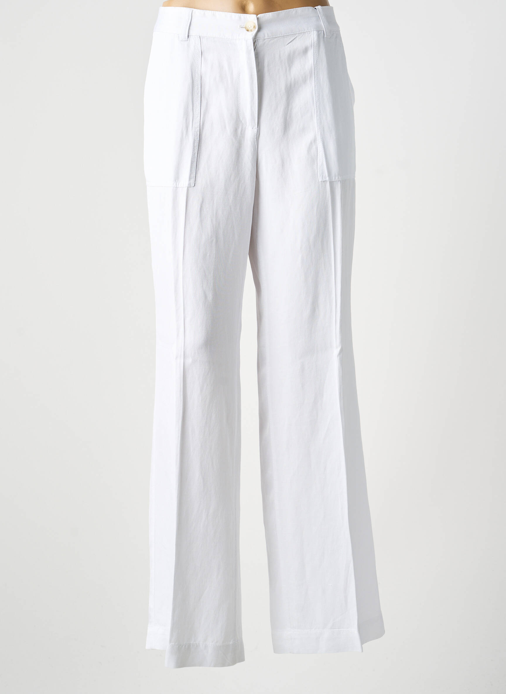 Pantalon droit tissage popeline taille normale blanc OLSEN femme