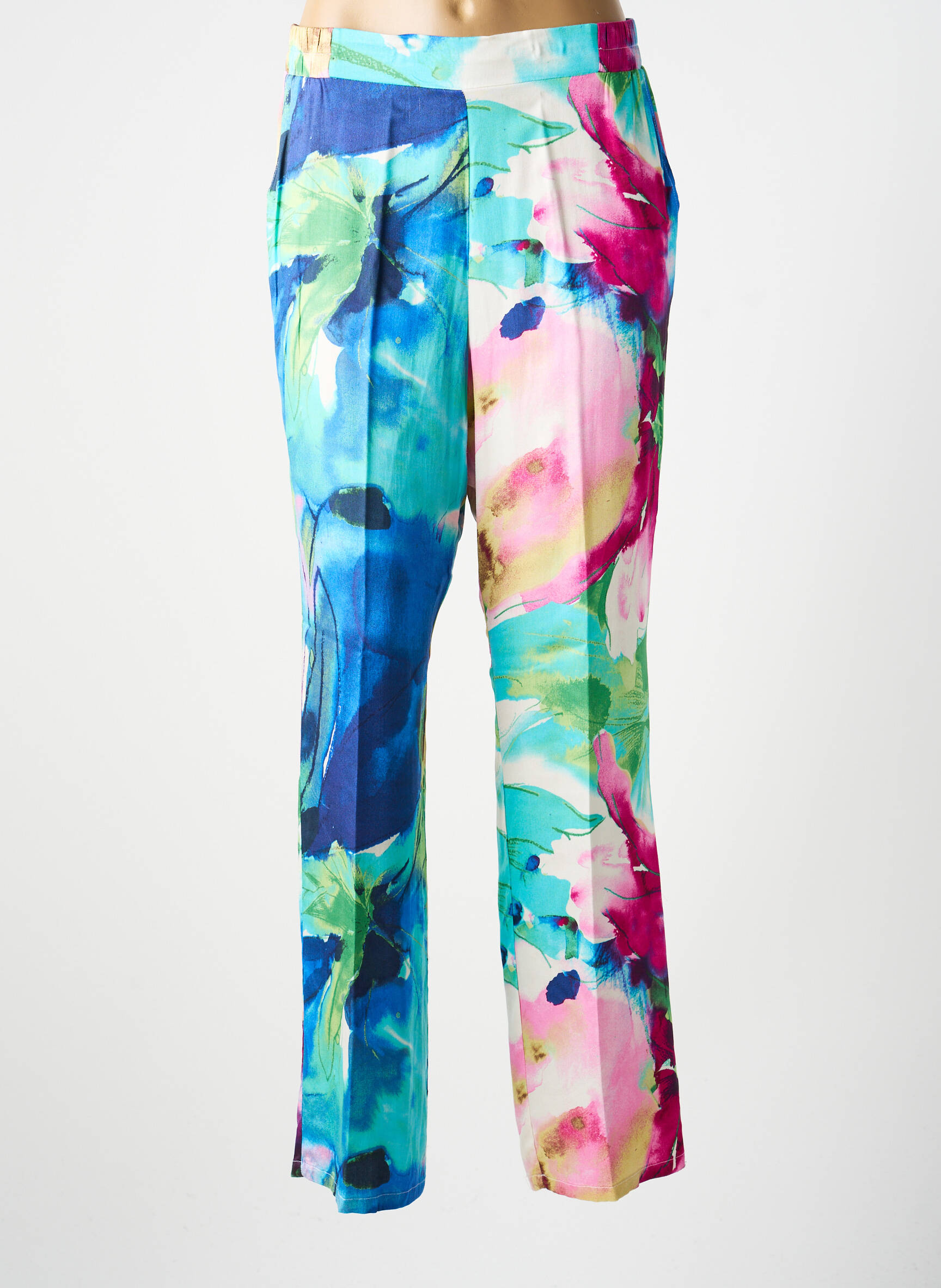 Pantalon droit tissage popeline taille normale bleu GREGORY PAT femme