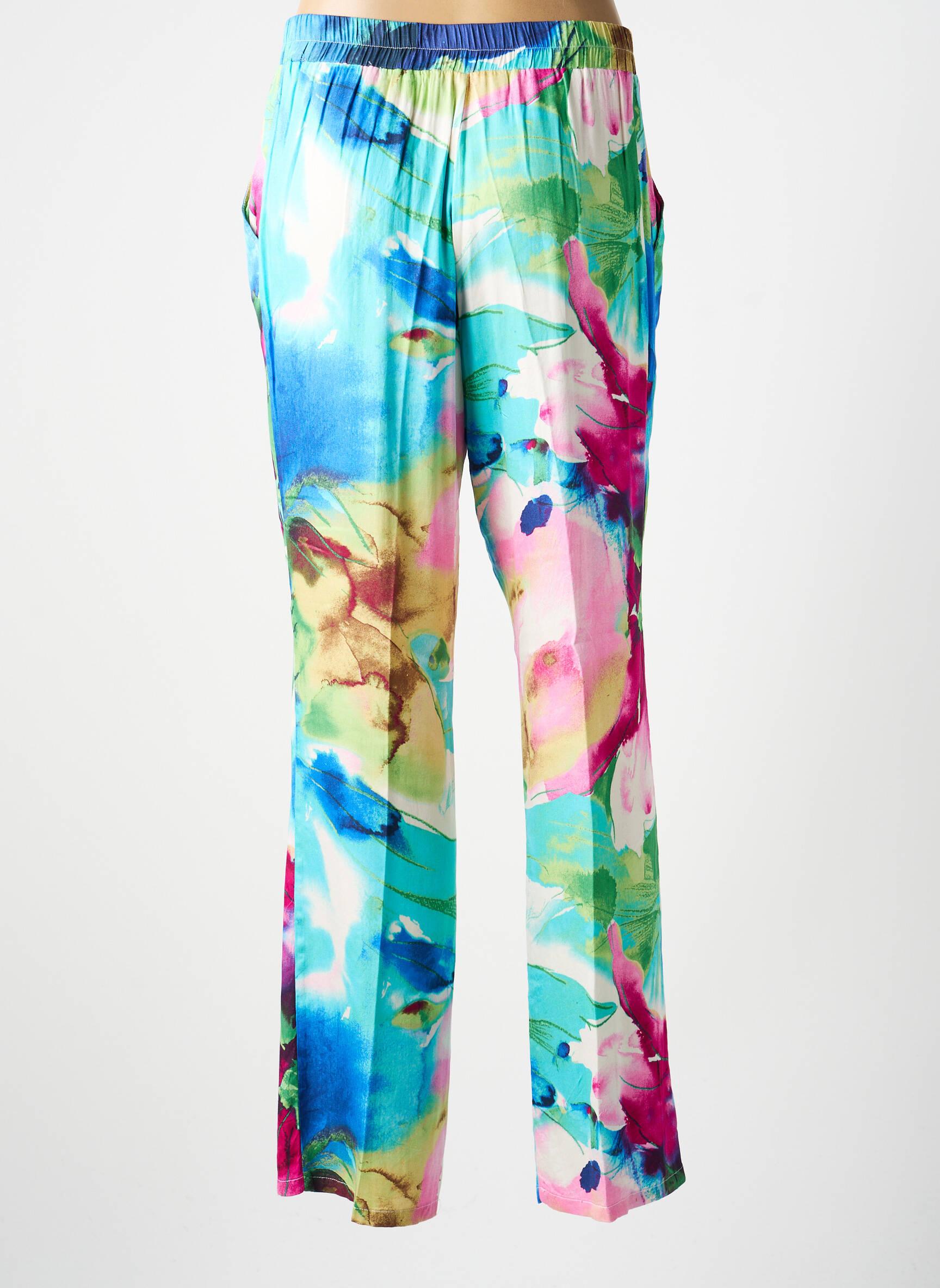 Pantalon droit tissage popeline taille normale bleu GREGORY PAT femme