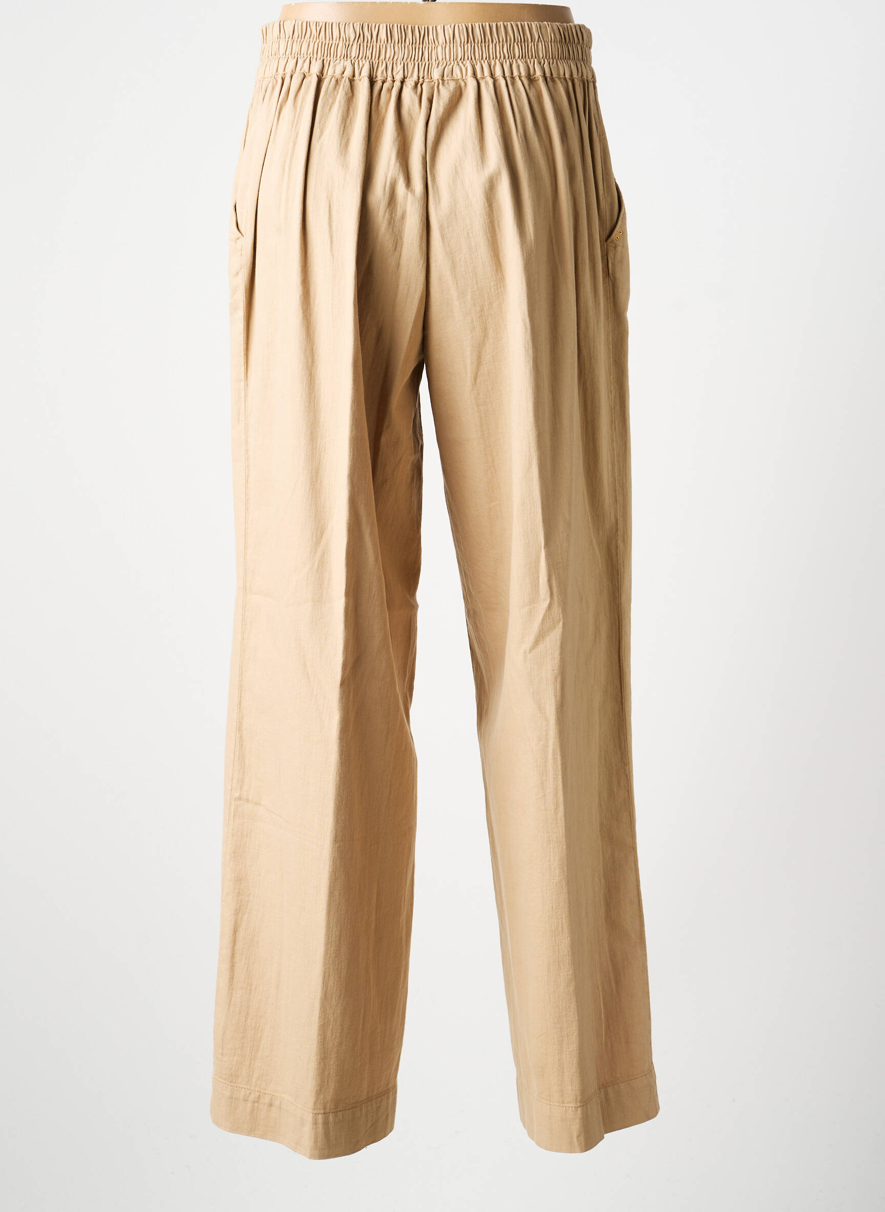 Pantalon large tissage popeline taille normale beige COUTURIST femme