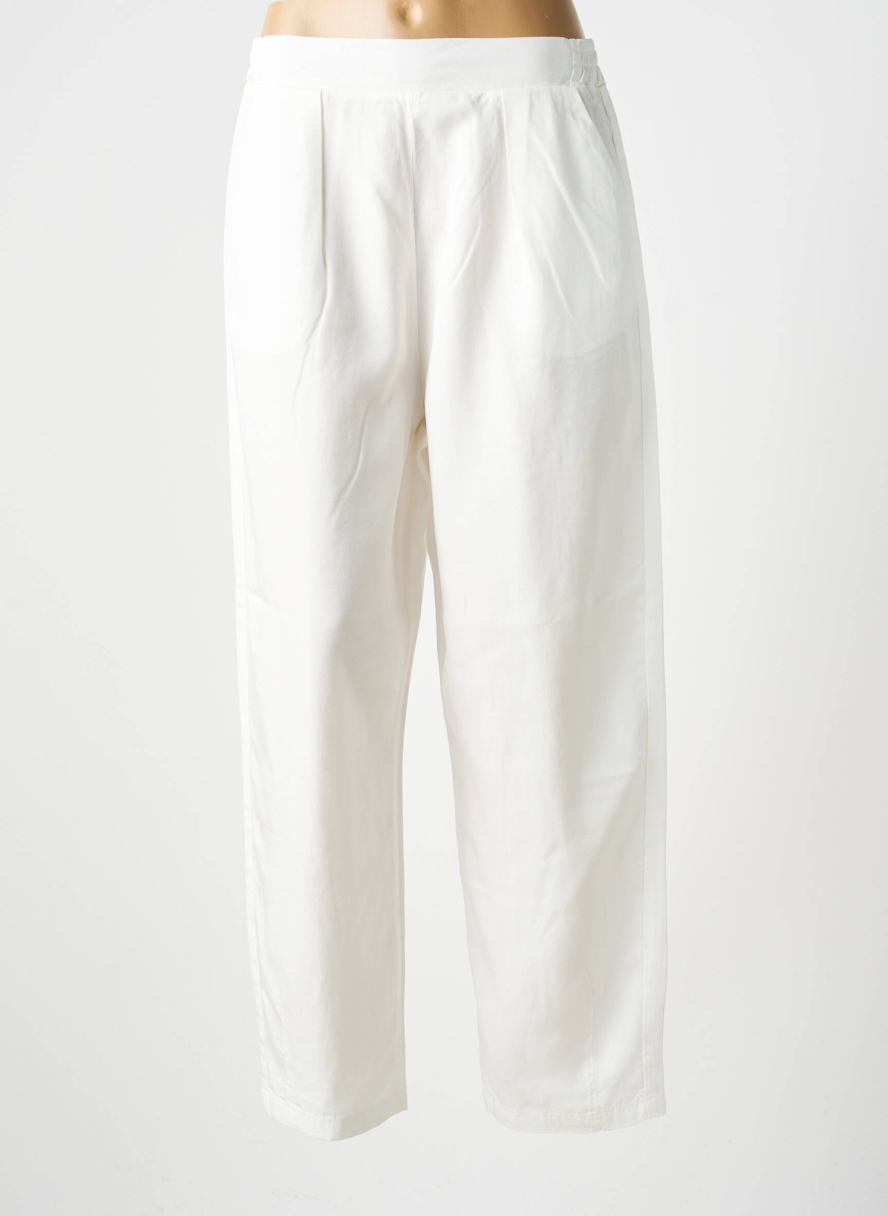 Pantalon large tissage popeline taille normale blanc GUITARE femme