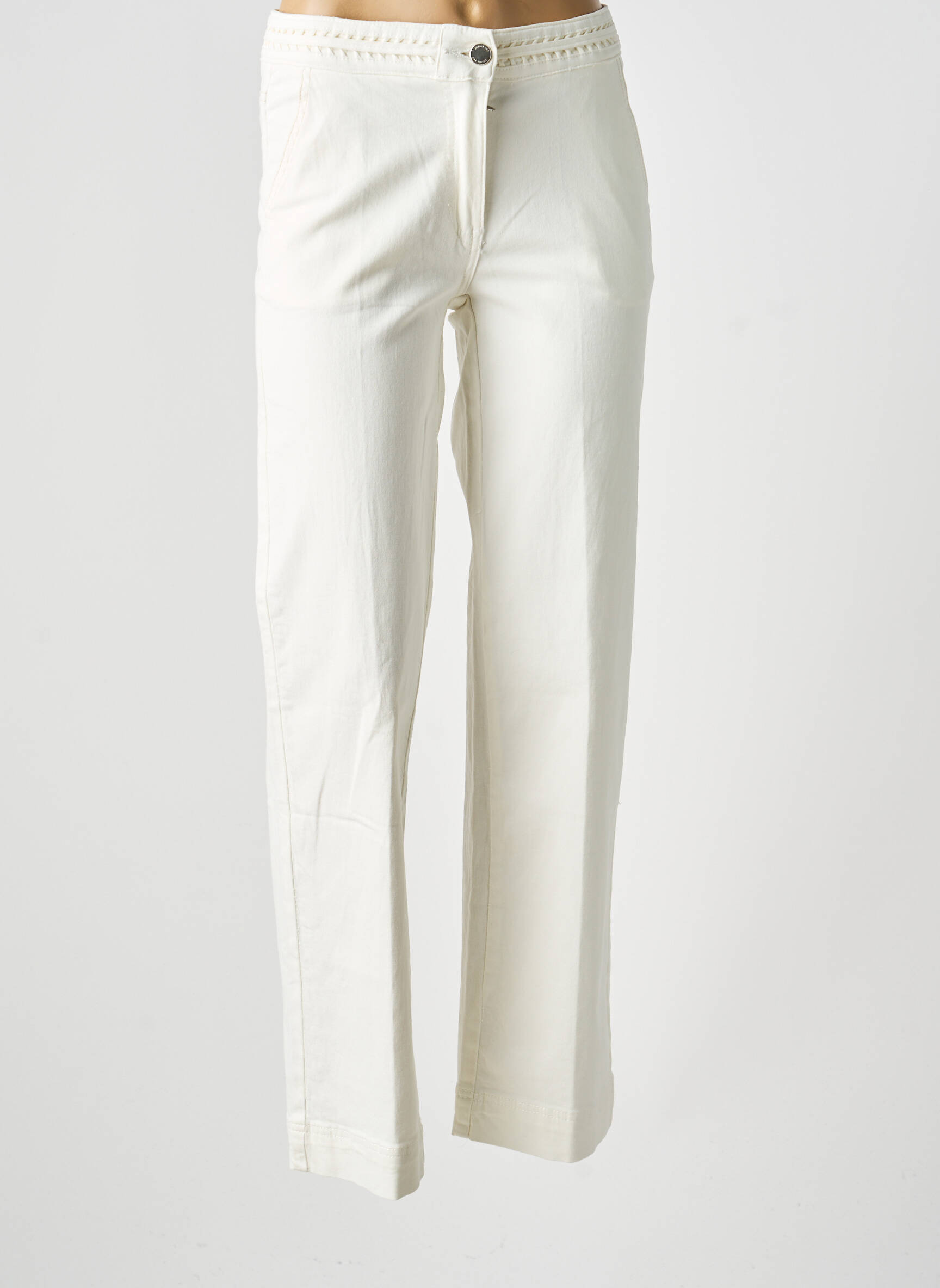 Pantalon droit stretch taille normale blanc PAZ TORRAS femme