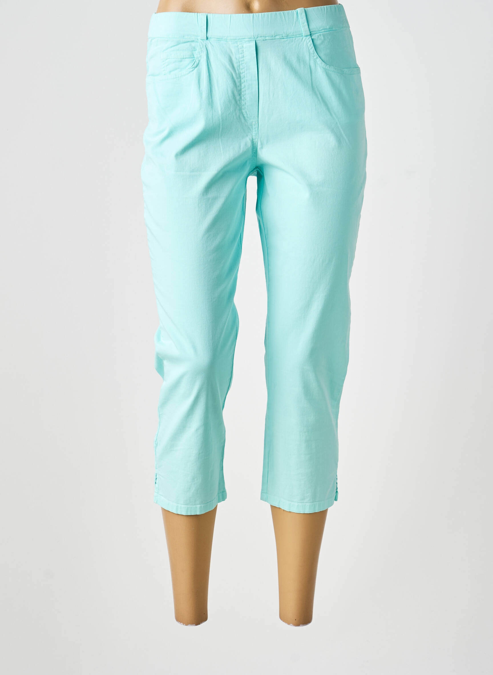 Pantacourt coupe droite taille normale bleu GUY DUBOUIS femme