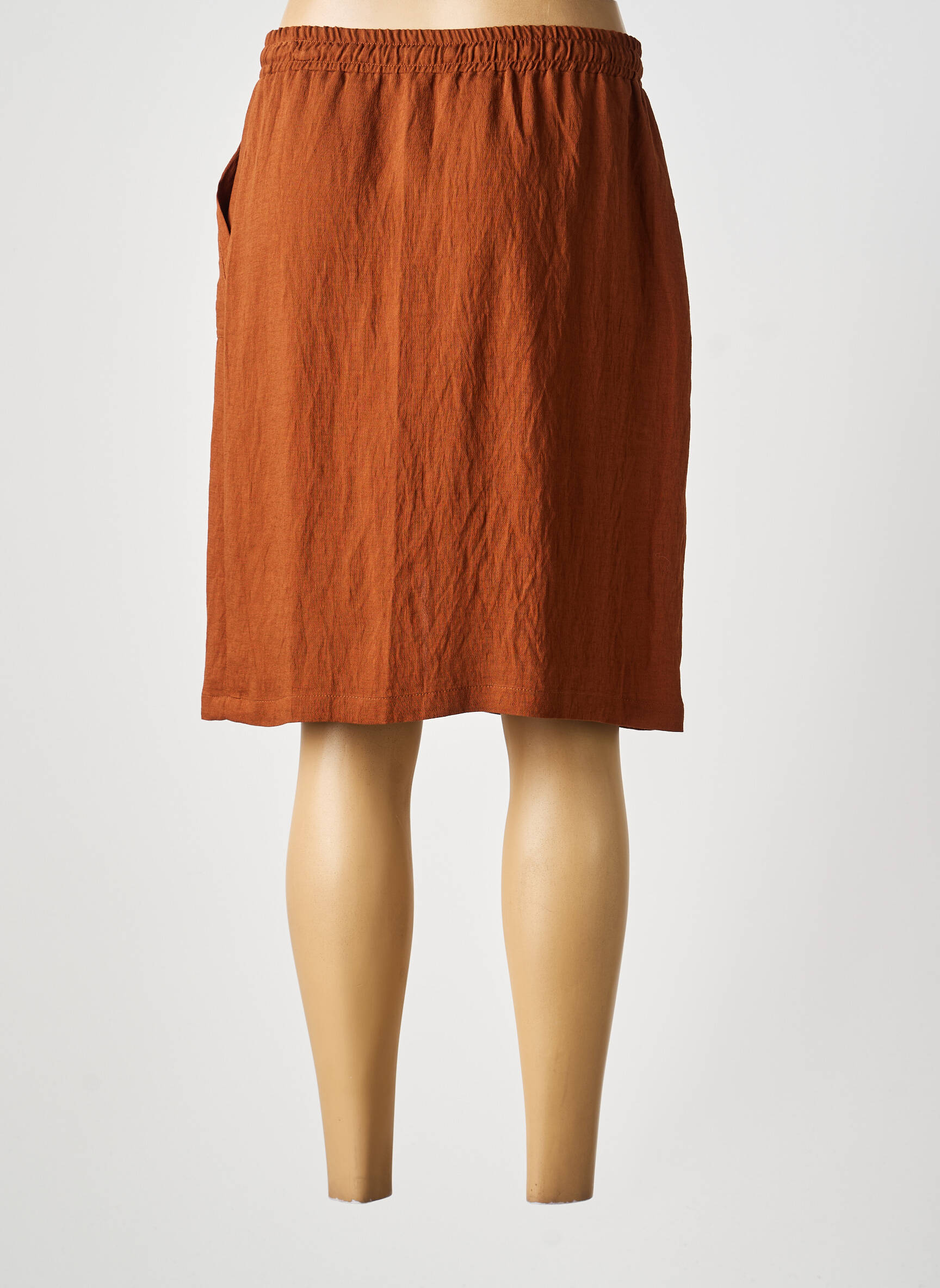 Jupe mi-longue coupe droite marron MERI & ESCA femme