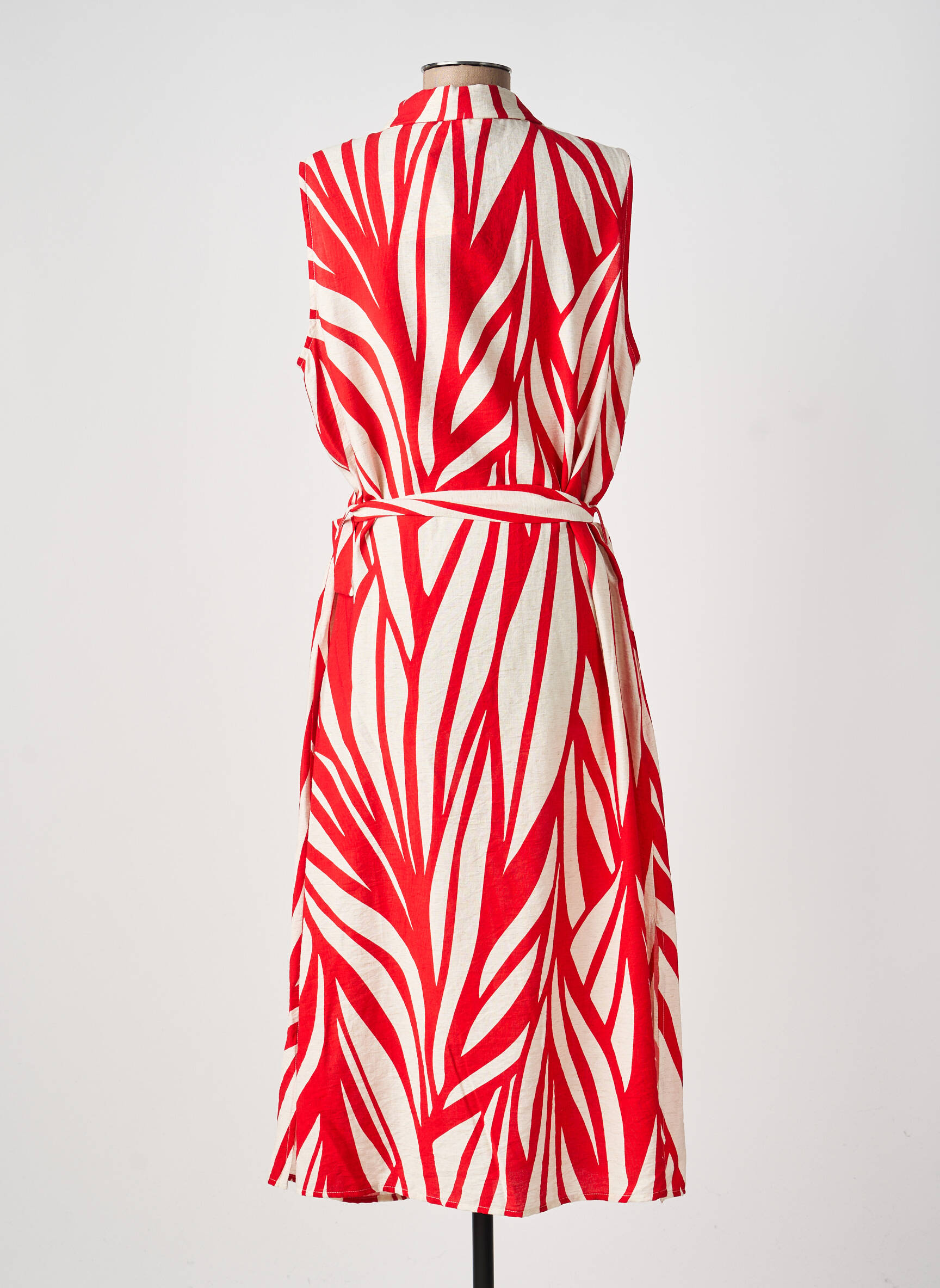 Robe longue imprimé fantaisie manches courtes rouge PAZ TORRAS femme