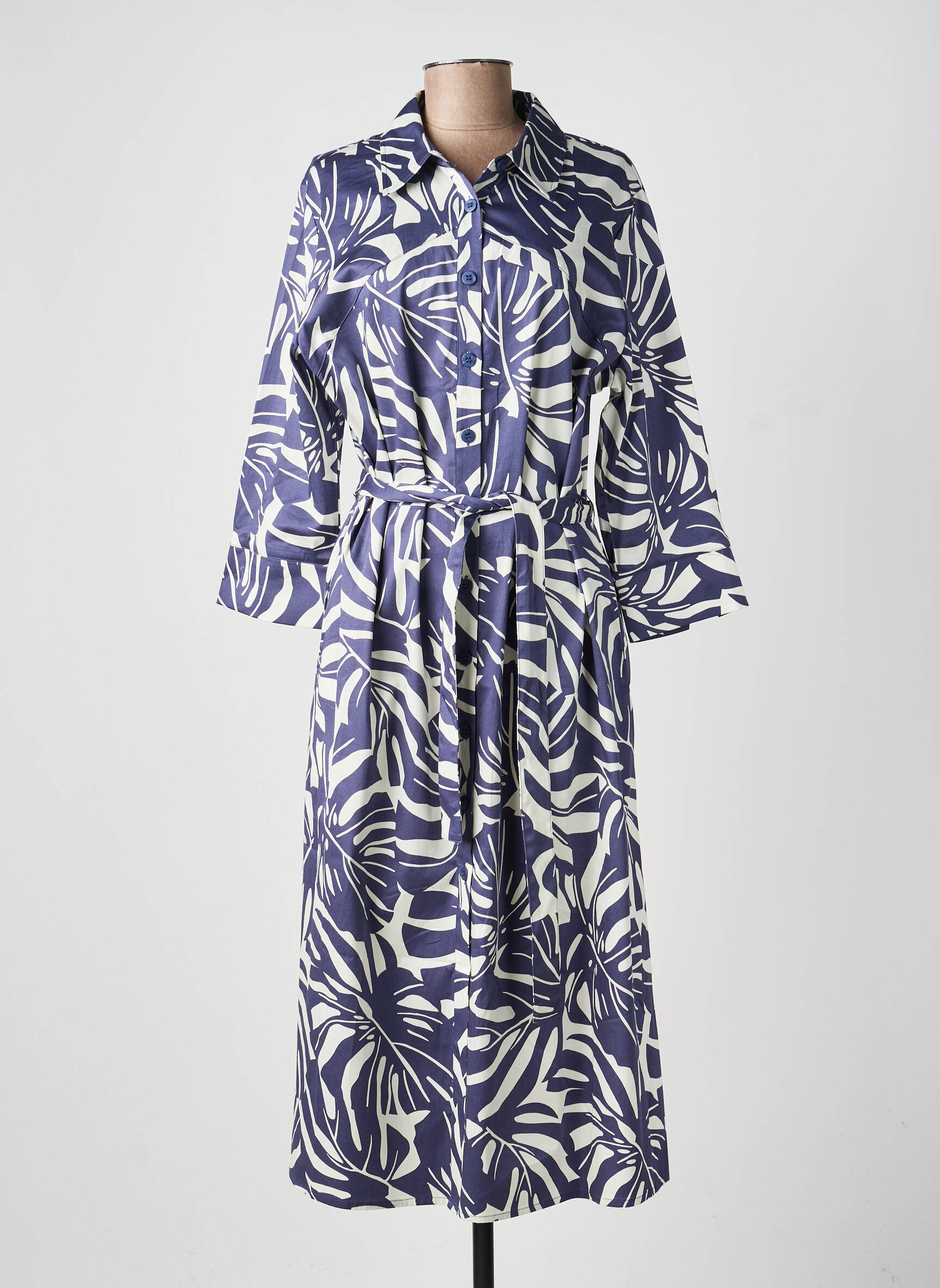 Robe longue manches longues manches longues bleu OLSEN femme