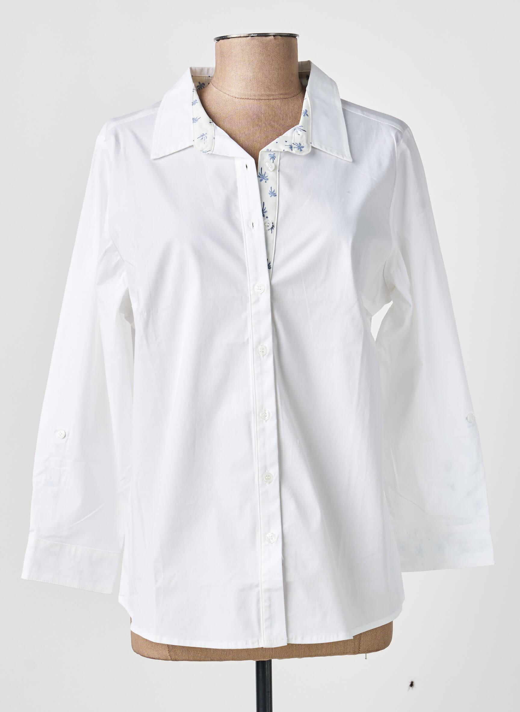 Chemisier coupe droite manches longues blanc CHATELET femme