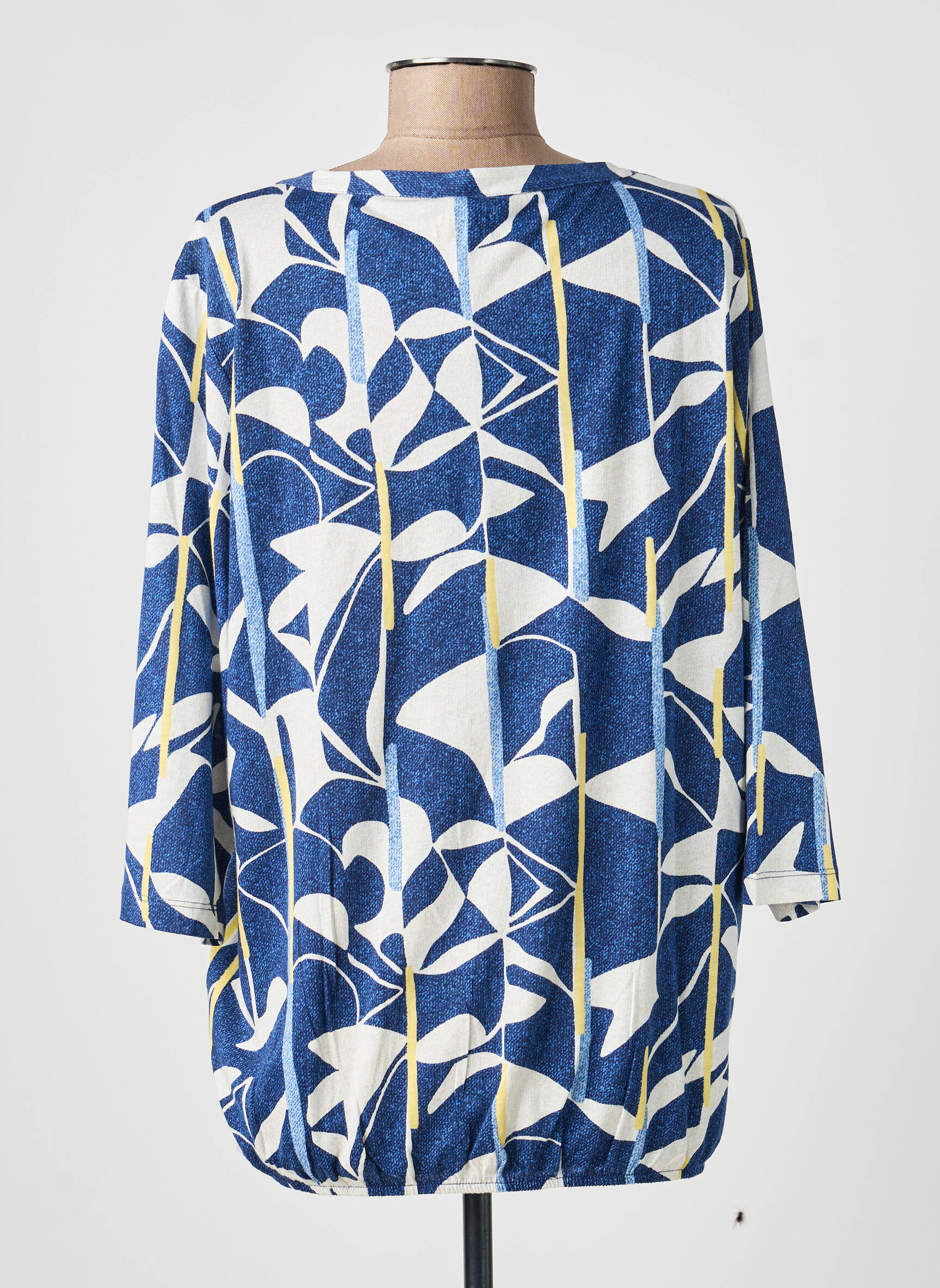 Blouse tissage popeline manches 3/4 bleu OLSEN femme