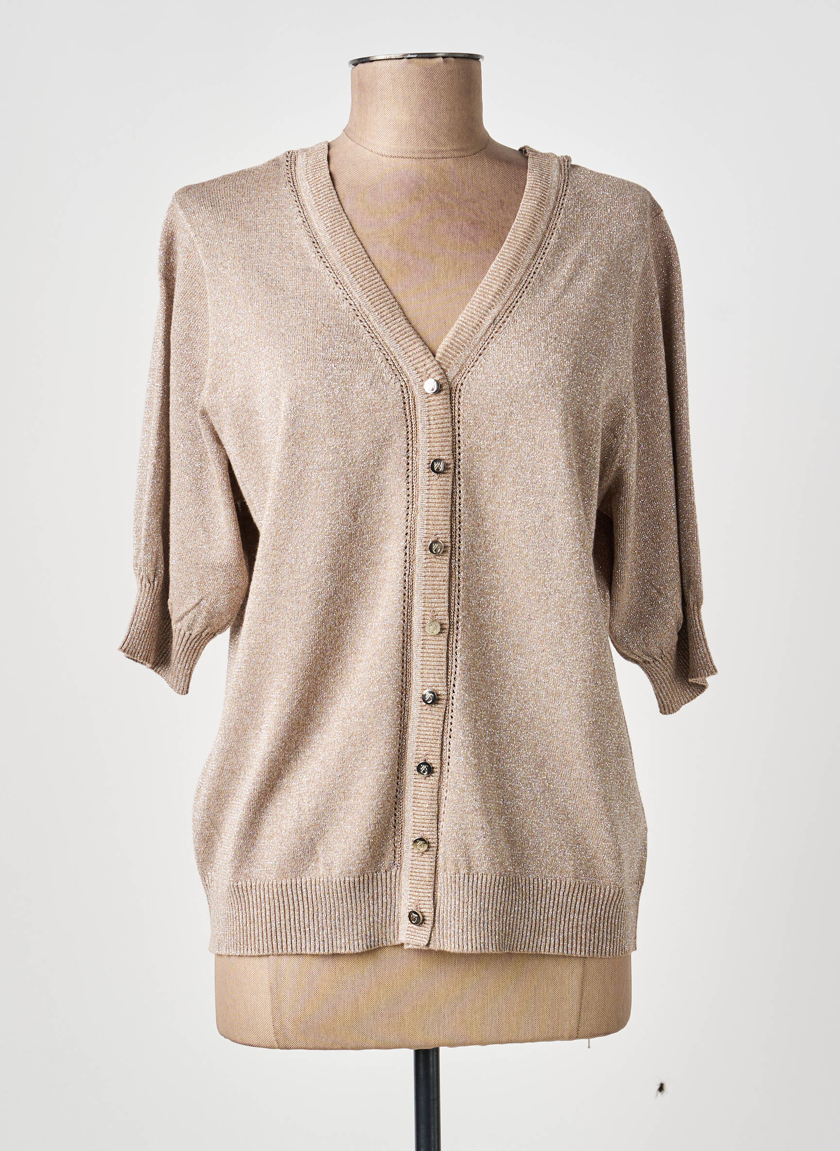 Gilet manches courtes col v marron MARBLE femme