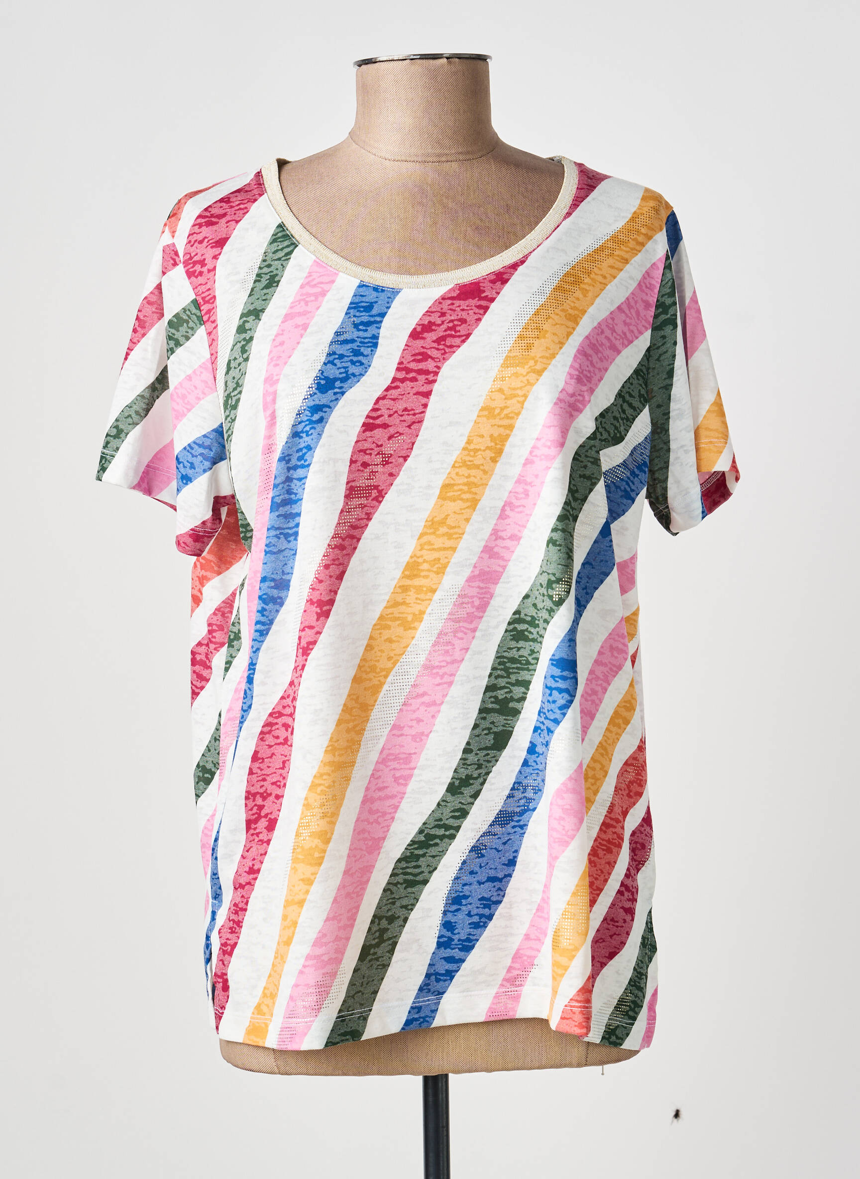 T-shirt coupe droite manches courtes blanc GUY DUBOUIS femme