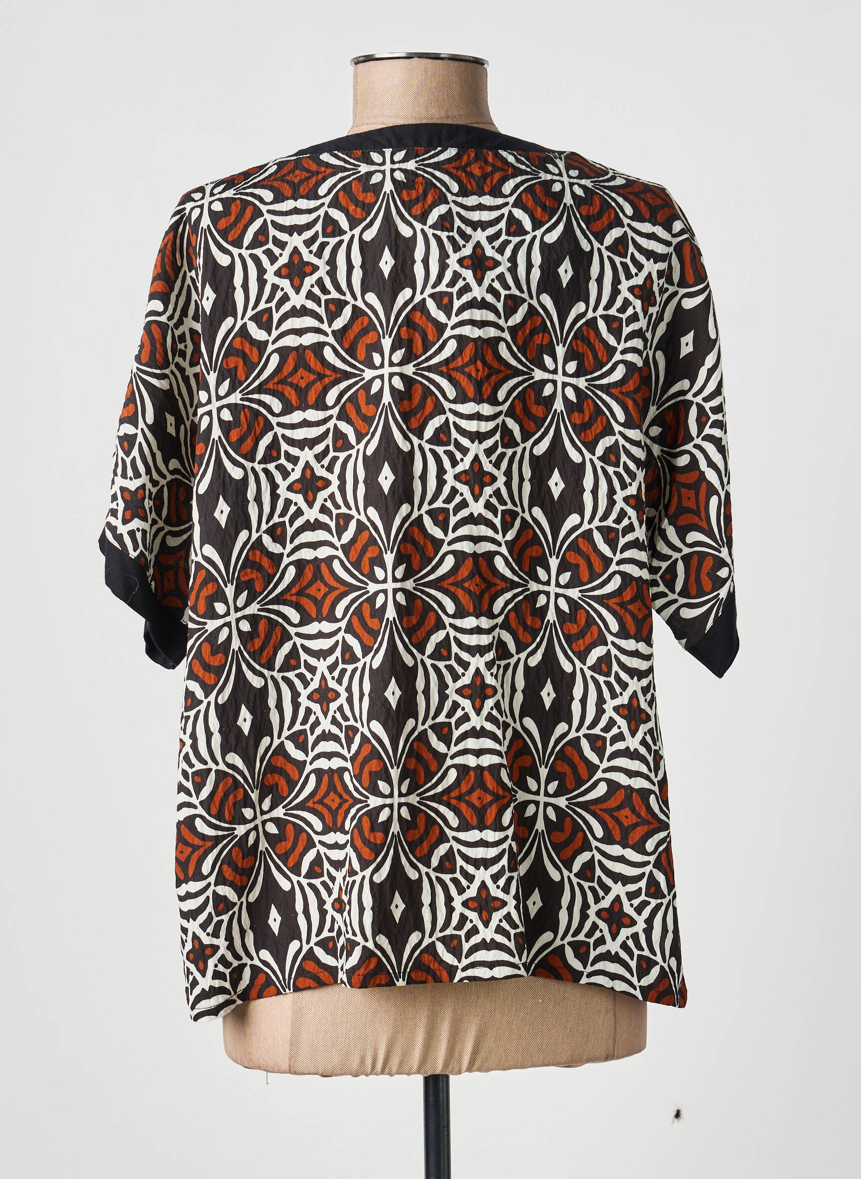 Top imprimé fantaisie manches courtes noir MERI & ESCA femme