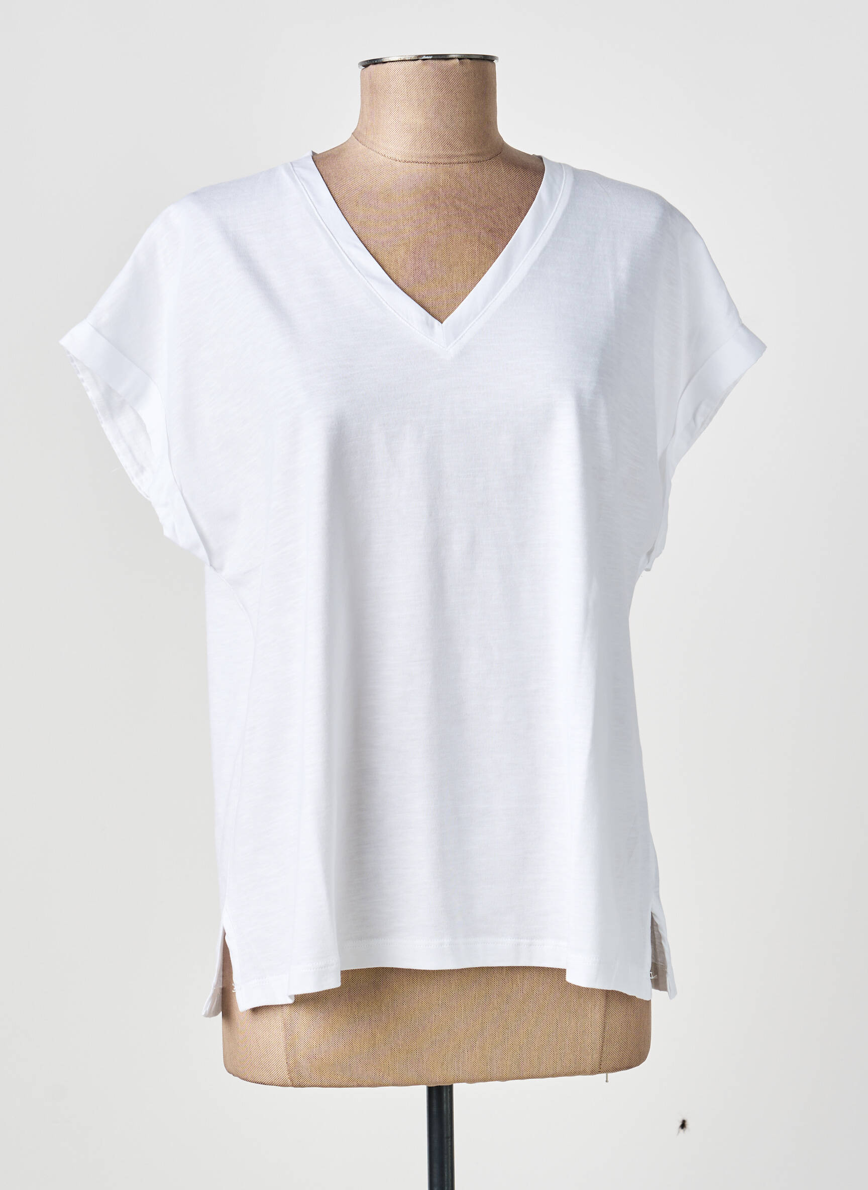 T-shirt coupe droite manches courtes blanc GUITARE femme