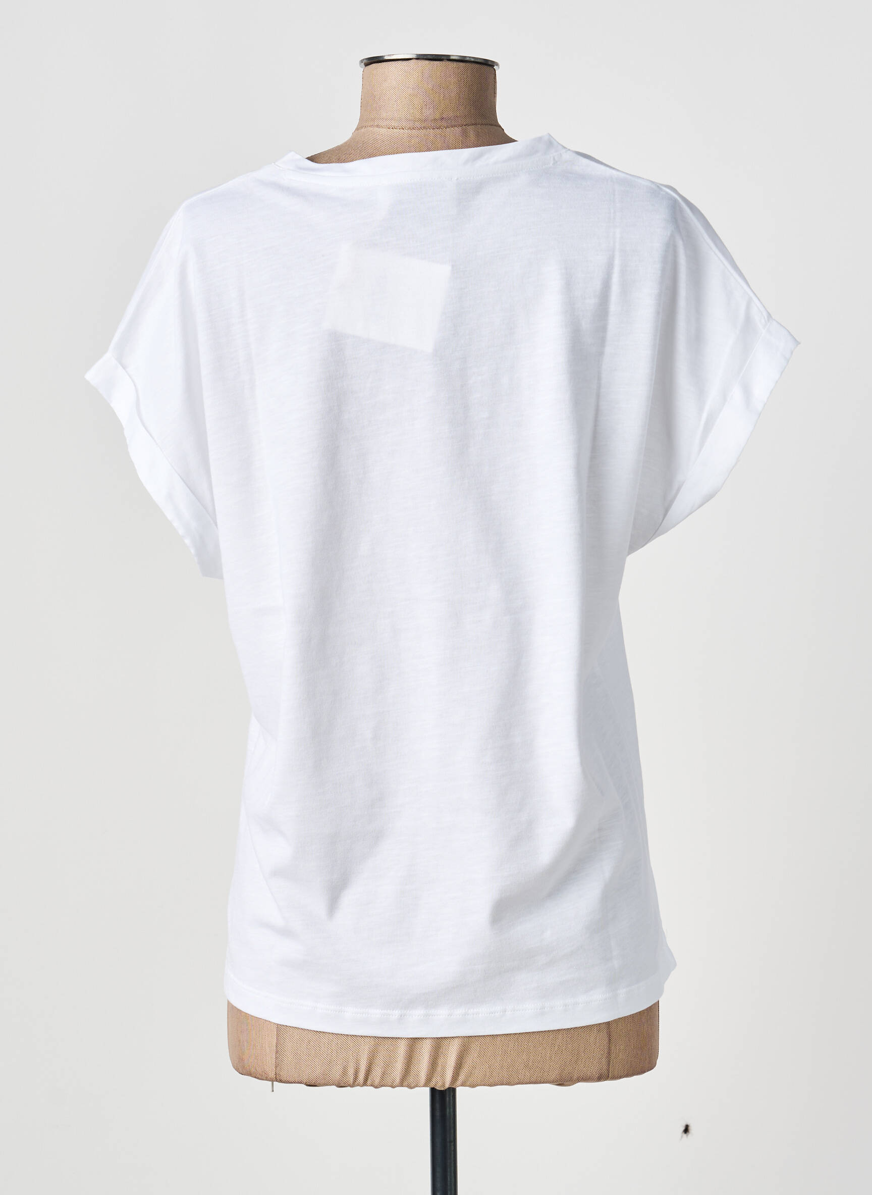 T-shirt coupe droite manches courtes blanc GUITARE femme
