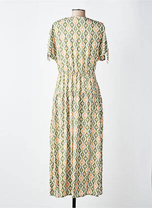 Robe longue imprimé fantaisie manches courtes vert GUITARE femme