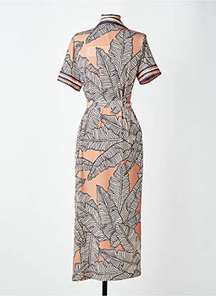 Robe longue imprimé fantaisie manches courtes marron FUEGO WOMAN femme