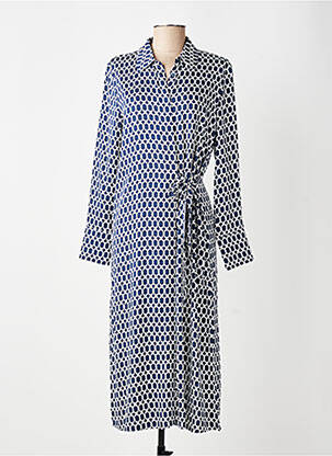 Robe mi-longue imprimé fantaisie manches longues bleu OLSEN femme