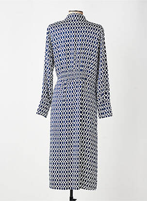Robe mi-longue imprimé fantaisie manches longues bleu OLSEN femme