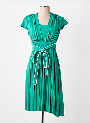 Robe mi-longue manches courtes manches courtes vert GREGORY PAT femme