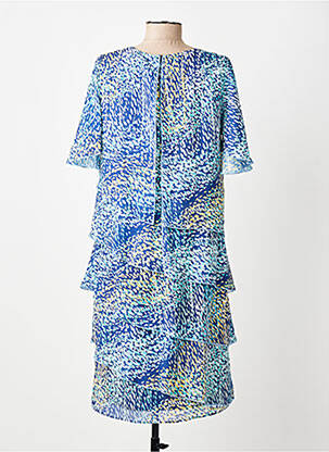 Robe mi-longue imprimé fantaisie manches courtes bleu GREGORY PAT femme