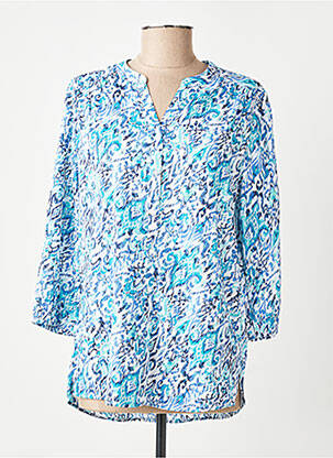 Chemisier imprimé fantaisie manches longues bleu OLSEN femme