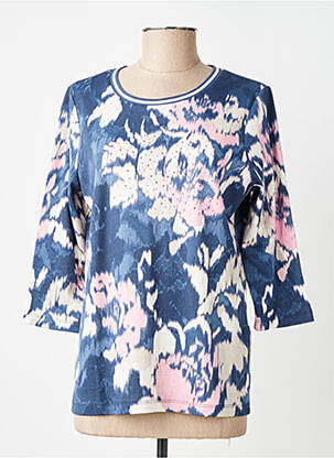 Pull coupe droite manches 3/4 bleu OLSEN femme
