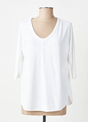 Top tissage crêpe manches 3/4 blanc GUITARE femme