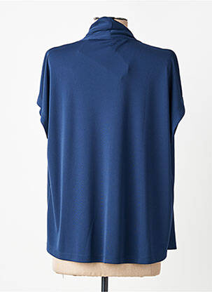 Top tissage crêpe manches courtes bleu ANANKE femme