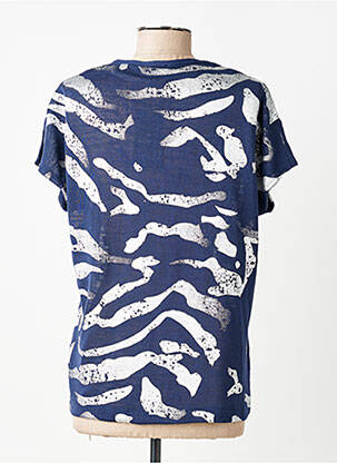 T-shirt sérigraphie floquée manches courtes bleu MARBLE femme