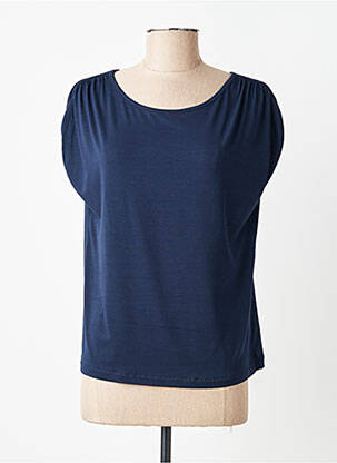 T-shirt coupe droite manches courtes bleu GUITARE femme
