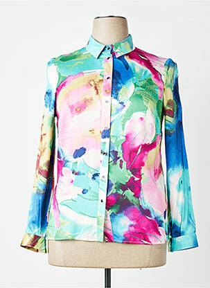 Chemisier imprimé fantaisie manches longues bleu GREGORY PAT femme