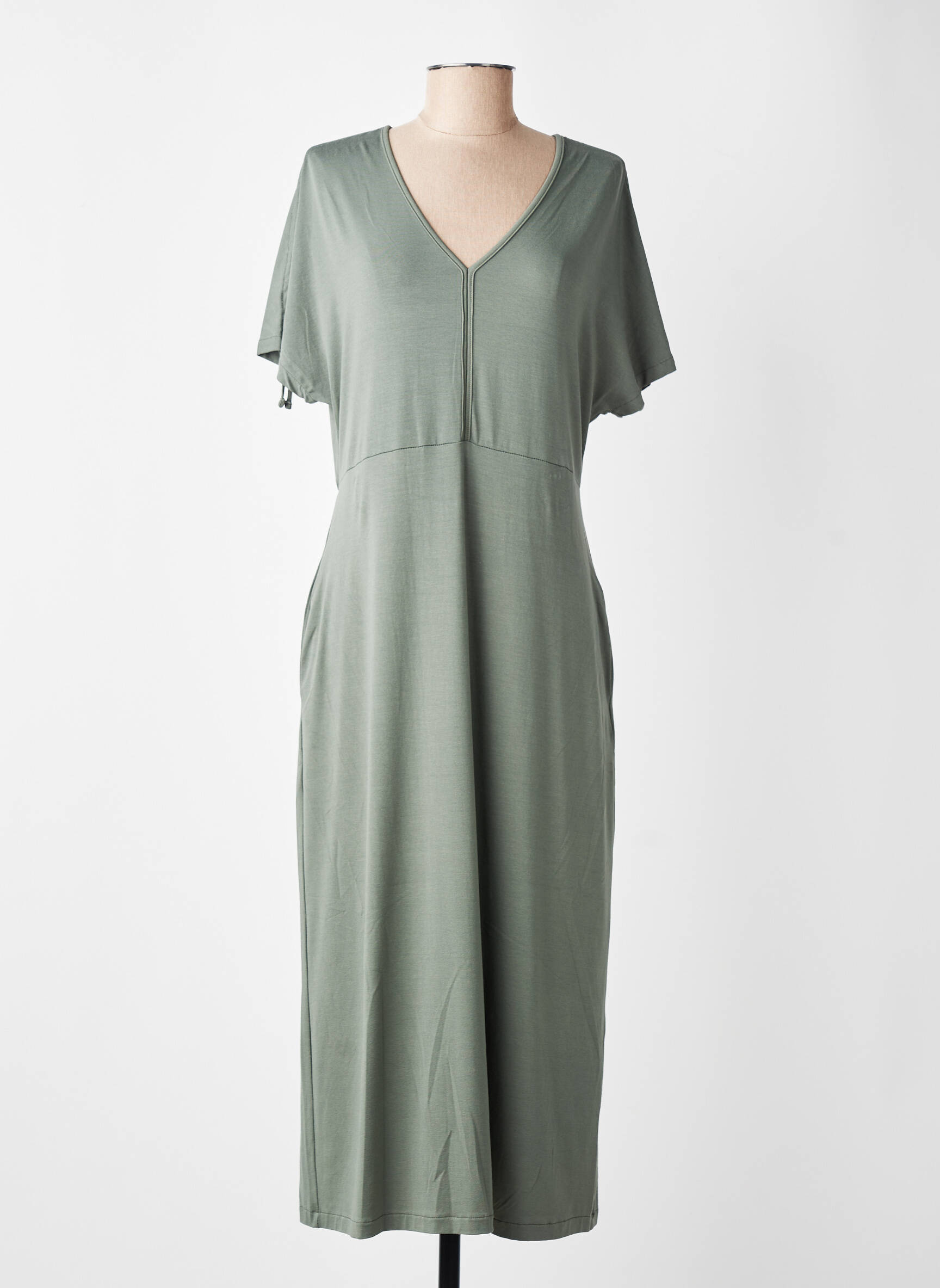 Robe longue manches courtes manches courtes vert GUITARE femme