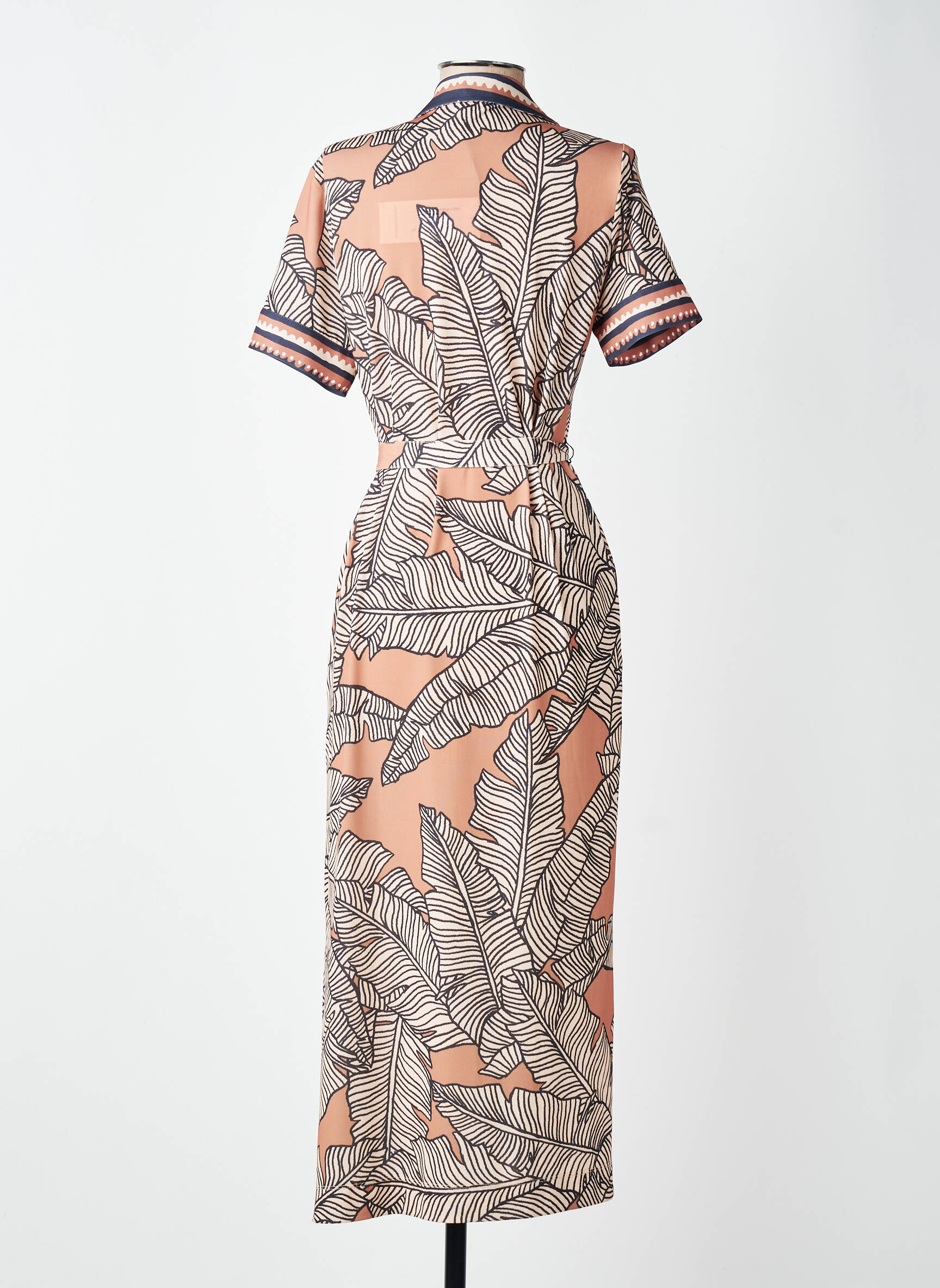 Robe longue imprimé fantaisie manches courtes marron FUEGO WOMAN femme