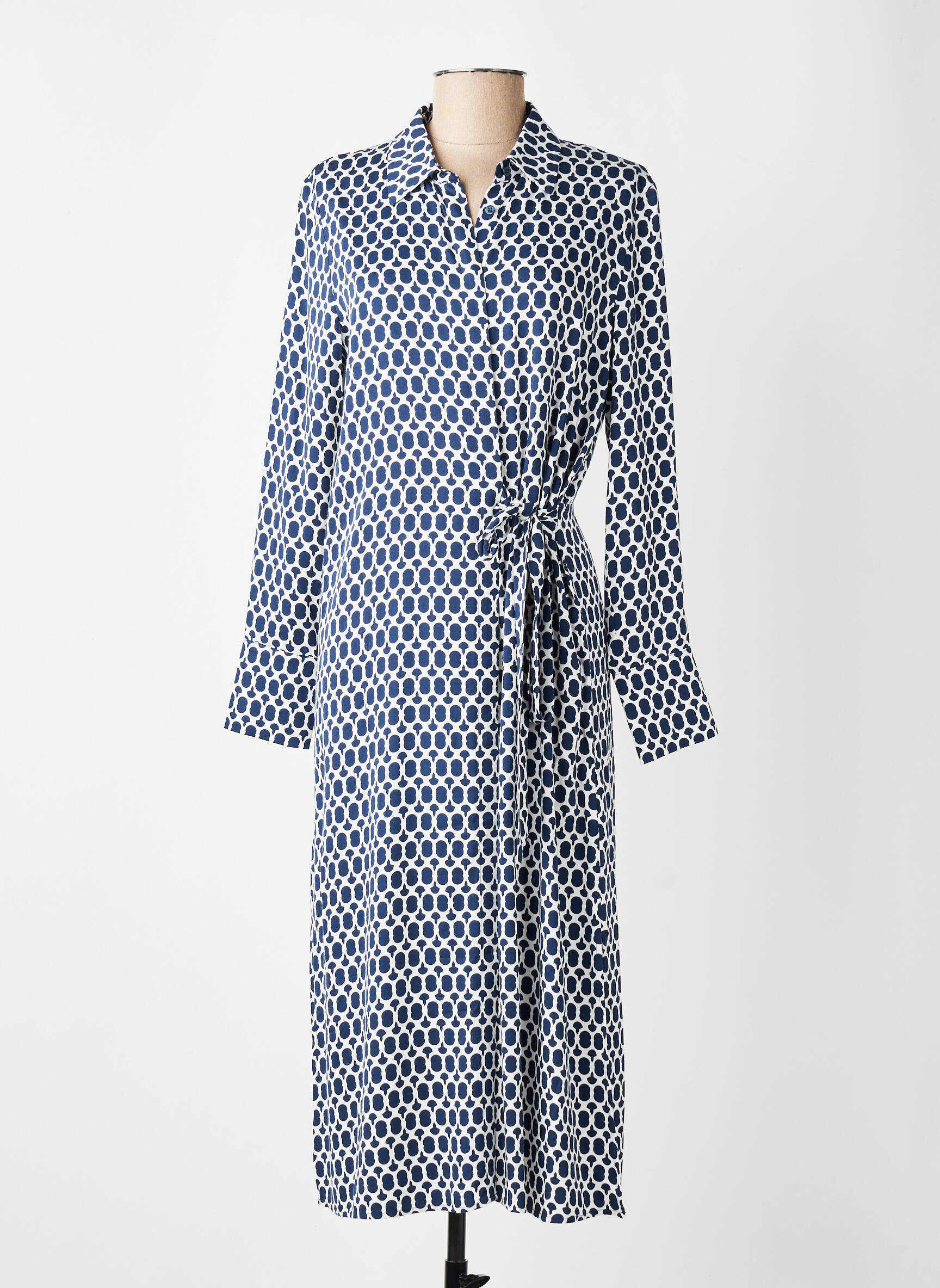 Robe mi-longue imprimé fantaisie manches longues bleu OLSEN femme