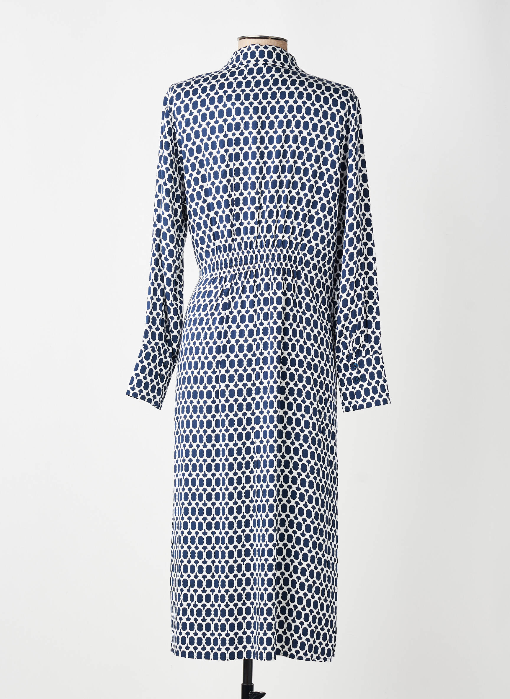 Robe mi-longue imprimé fantaisie manches longues bleu OLSEN femme
