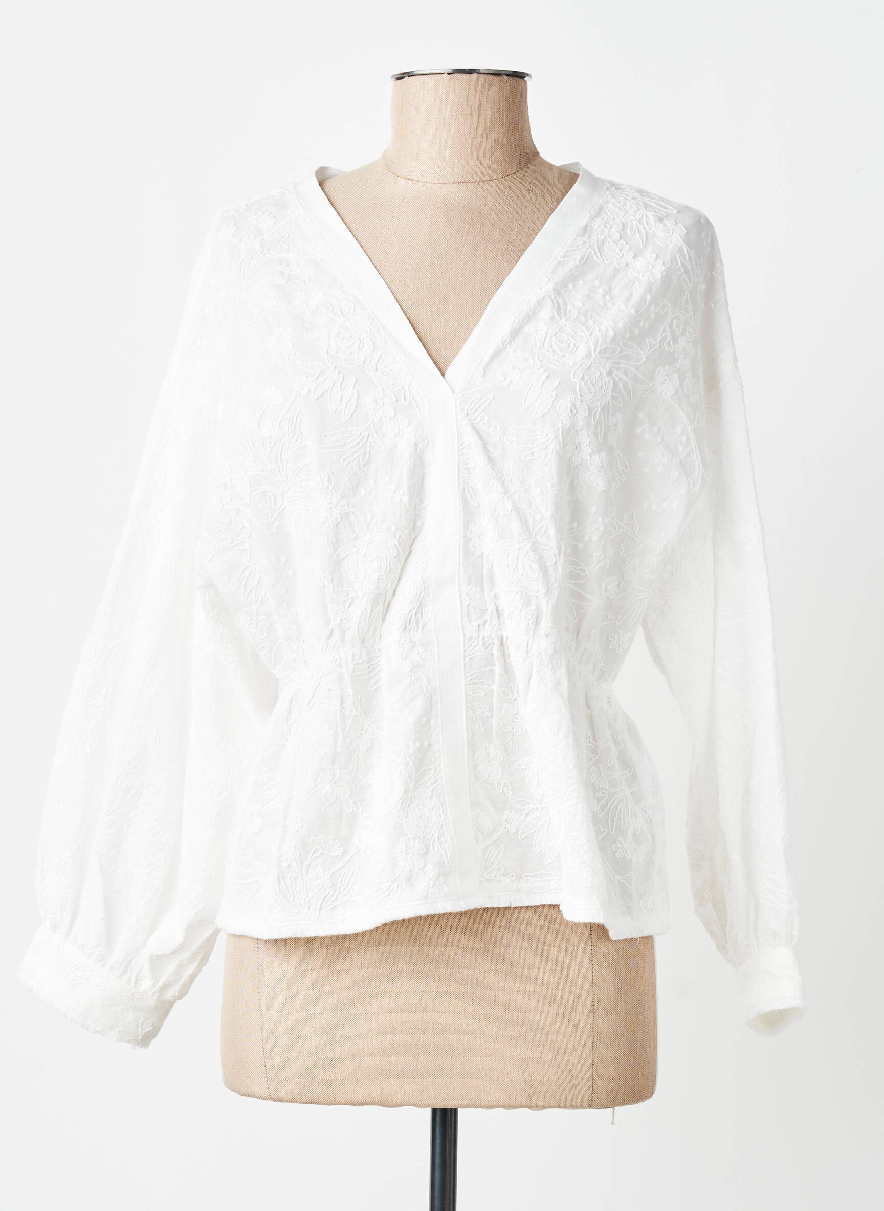 Top coupe cintrée manches longues blanc LION OF PORCHES femme