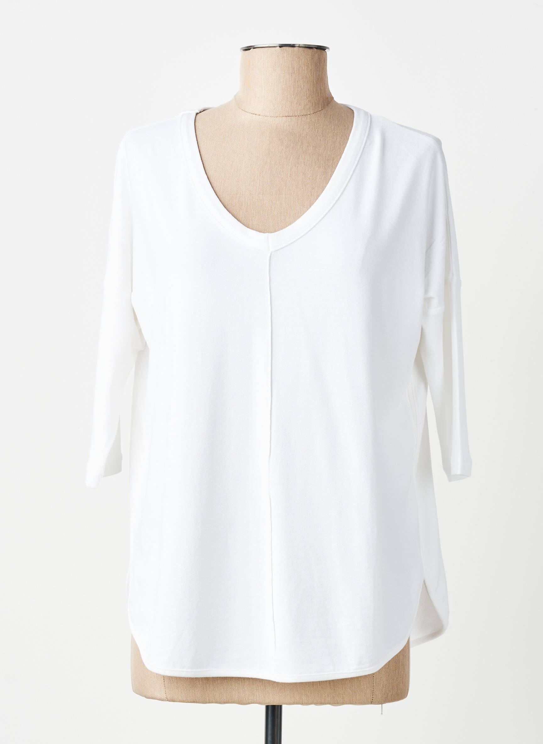 Top tissage crêpe manches 3/4 blanc GUITARE femme