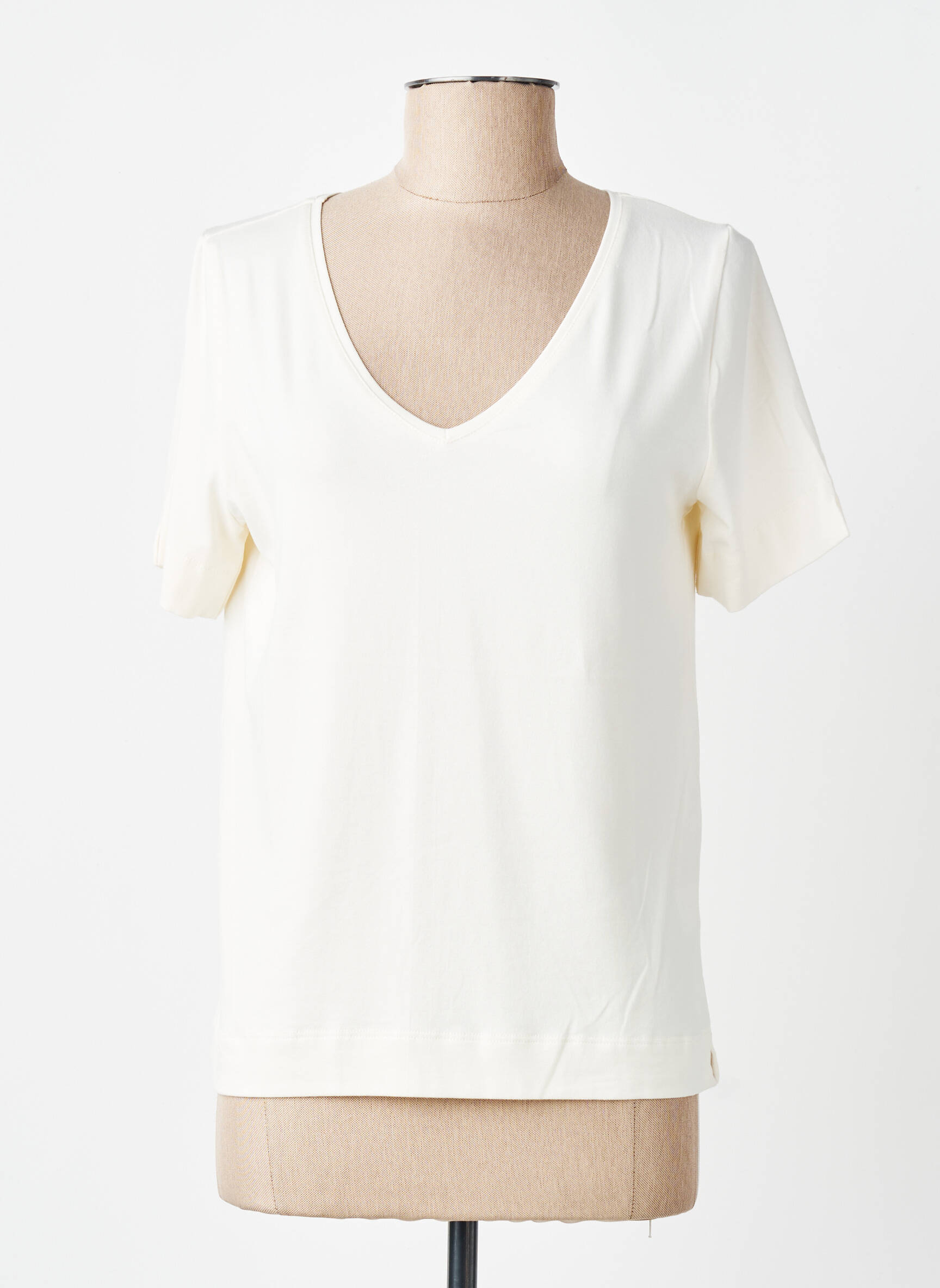 T-shirt coupe droite manches courtes beige GUITARE femme