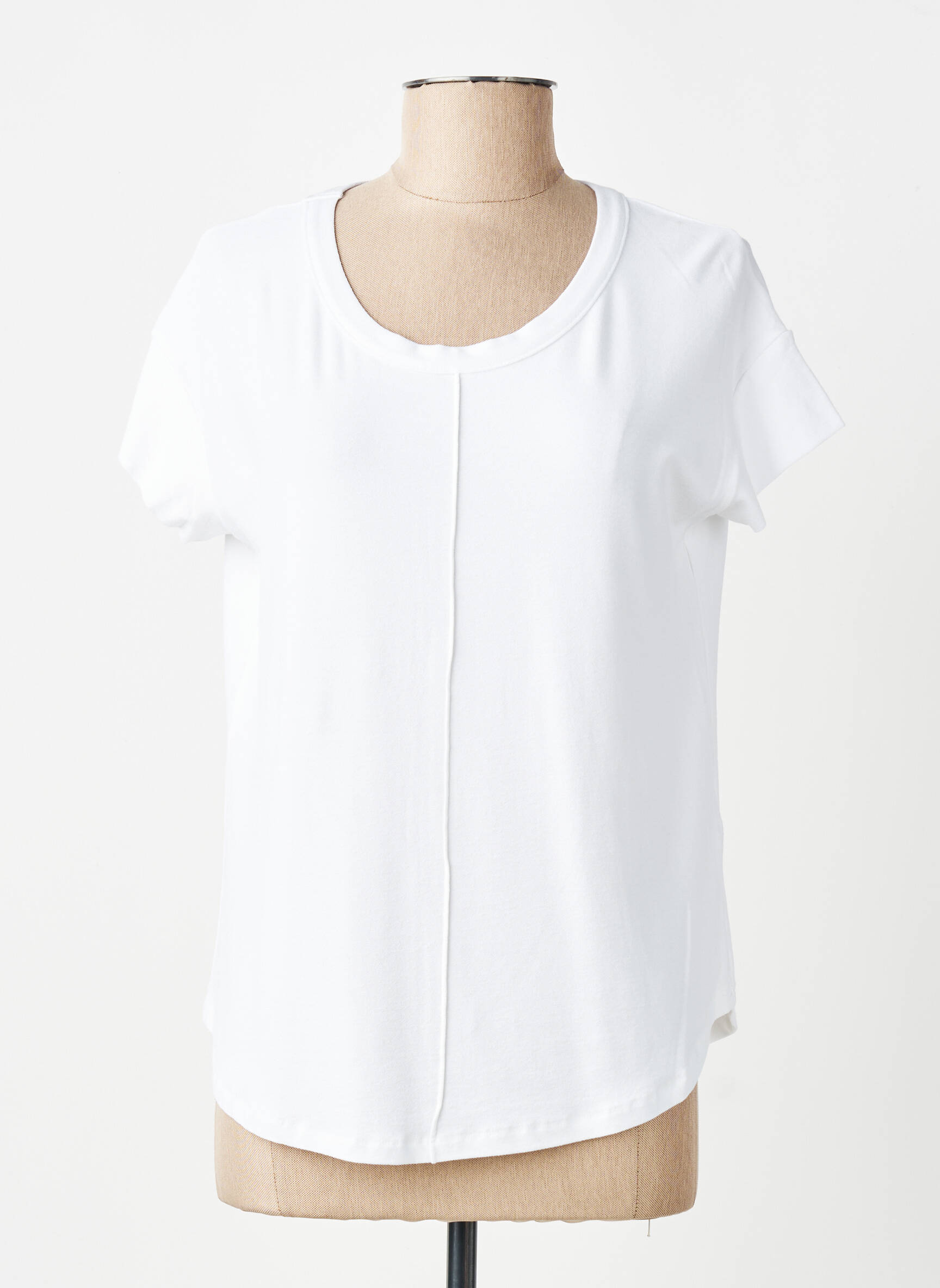 Top tissage crêpe manches courtes blanc GUITARE femme