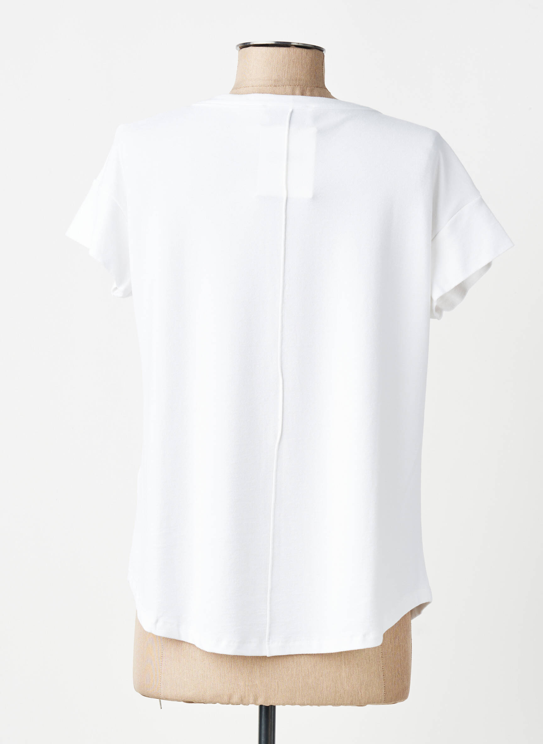 Top tissage crêpe manches courtes blanc GUITARE femme