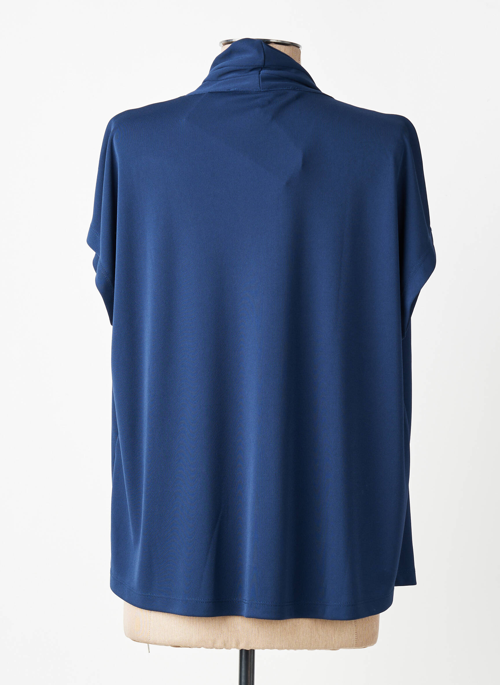 Top tissage crêpe manches courtes bleu ANANKE femme