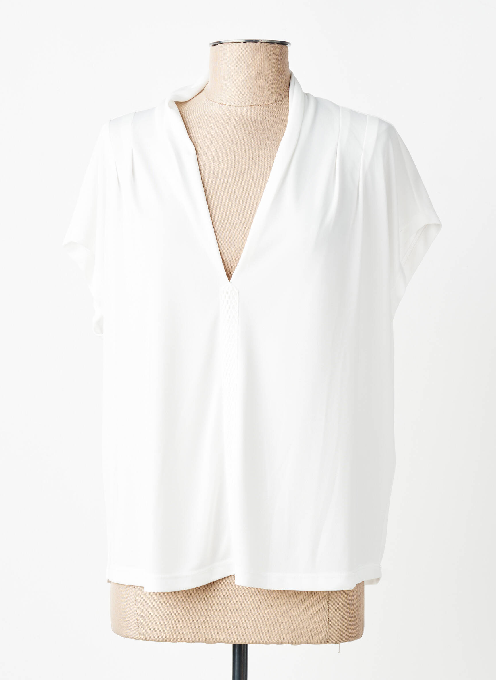 Top tissage crêpe manches courtes blanc ANANKE femme