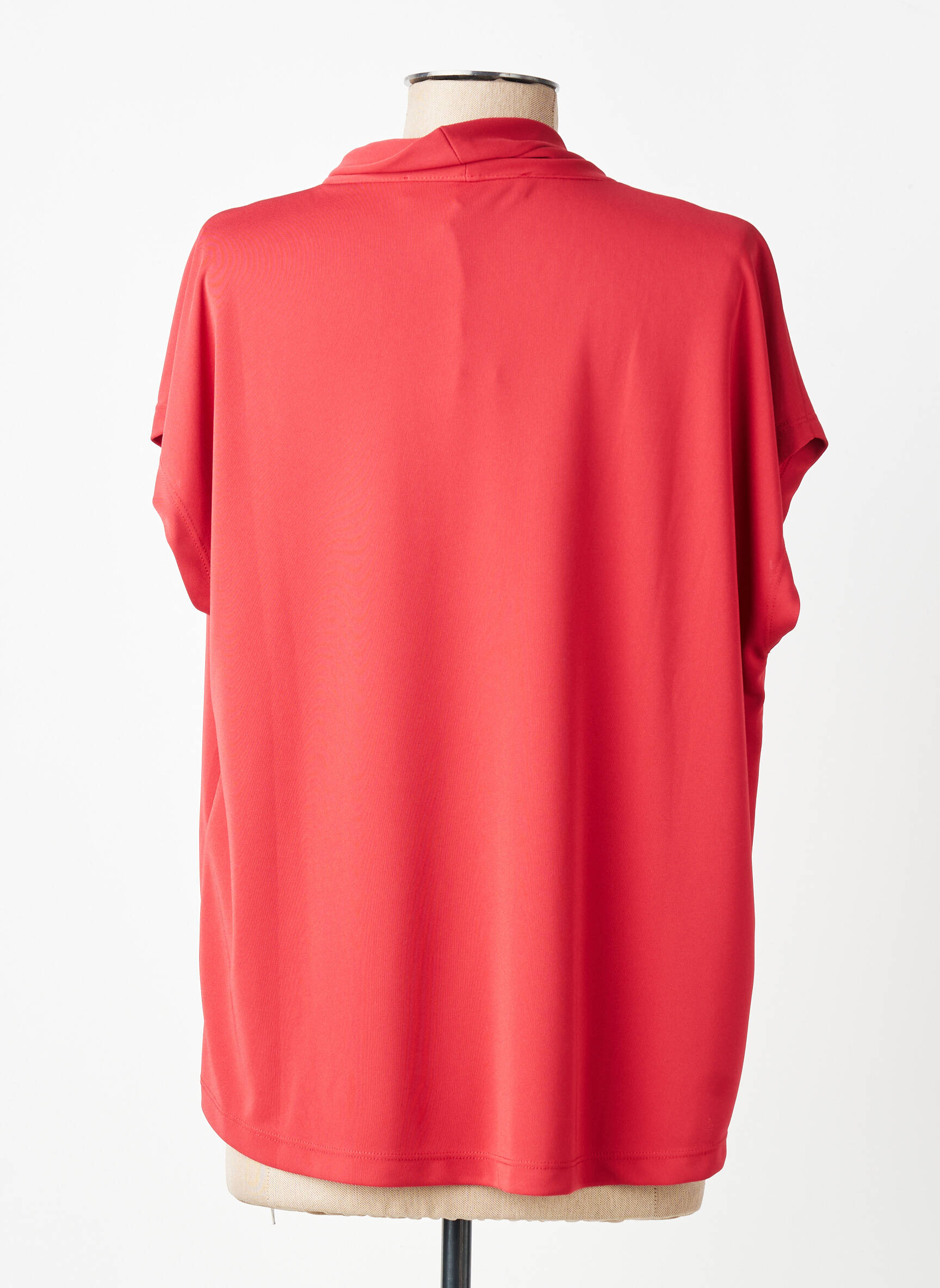 Top tissage crêpe manches courtes rouge ANANKE femme
