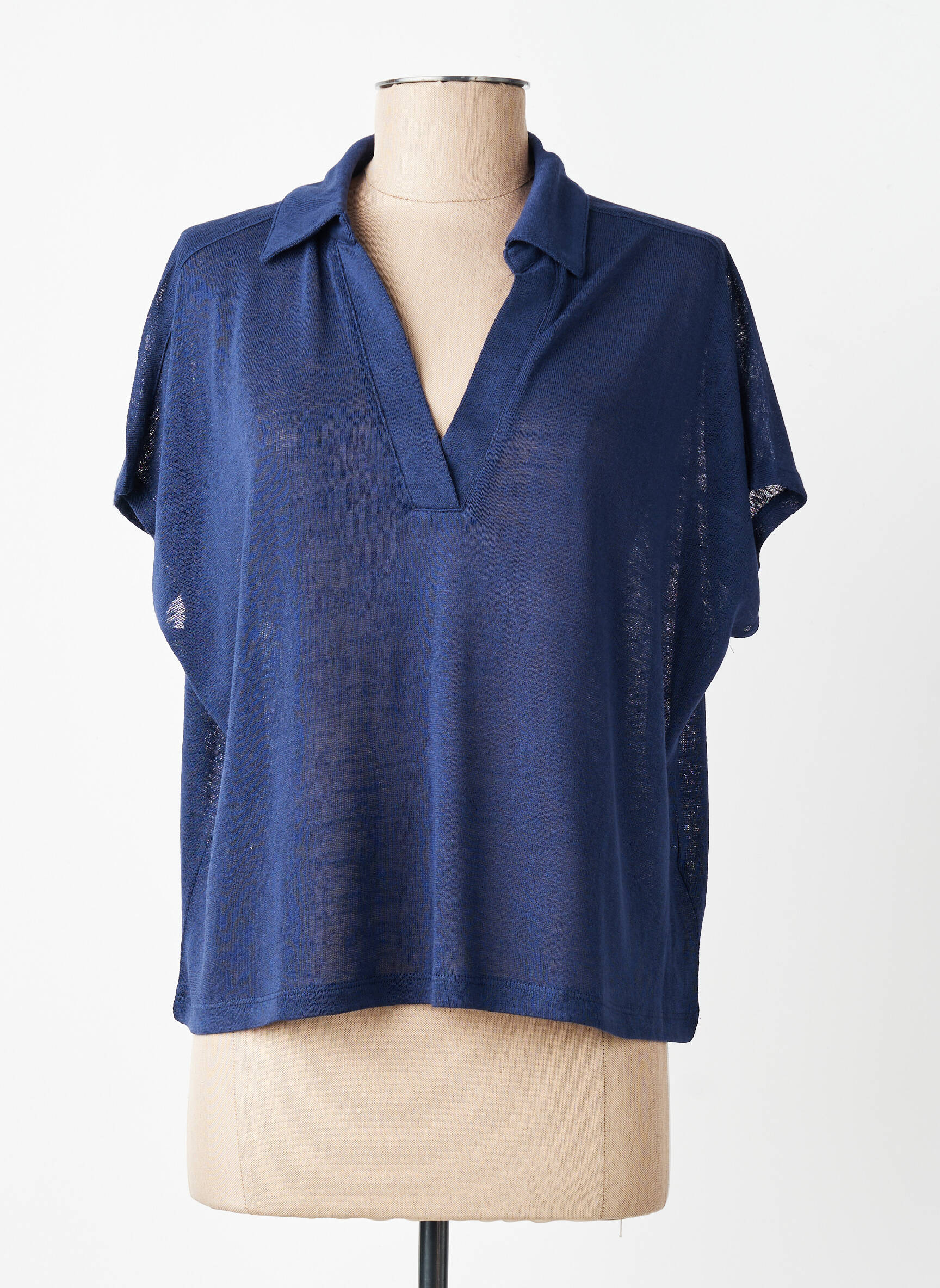 Blouse manches courtes bleu MARBLE femme